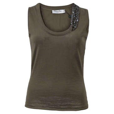 vest with sequined details in brown cotton