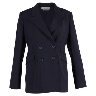 double-breasted blazer in navy blue wool