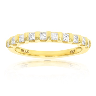 1/2 cttw princess cut diamond wedding band 14k yellow gold 10 stones channel set