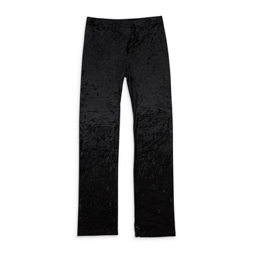 crushed velvet black women's straight pants