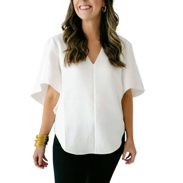 nina top blouse in white