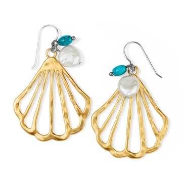 women's calypso shell french wire earring in gold-pearl