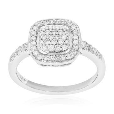 2/5 cttw 56 stones round cut lab grown diamond engagement ring .925 sterling silver prong set