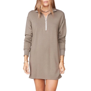 half zip sweatshirt dress in dusty olive