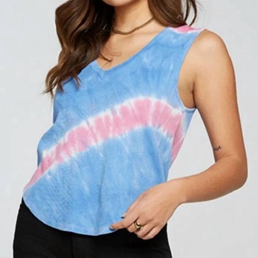 vintage rib cropped henley shirttail tank in eclipse tie dye