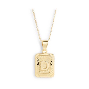 women's card necklace - d initial in gold filled