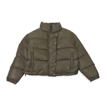 reversible olive black puffer coat