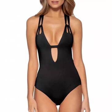 skylar plunge one piece swimsuit in black