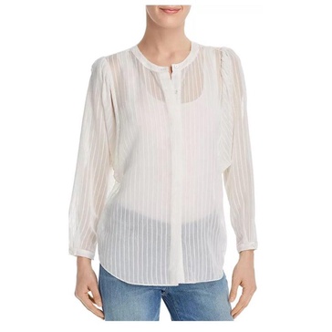 . women's white rashelda striped sheer long sleeve blouse