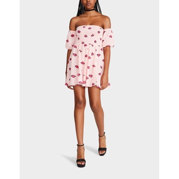 pucker up mini dress pink