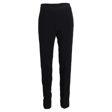 high-waisted slim-leg trousers in black wool