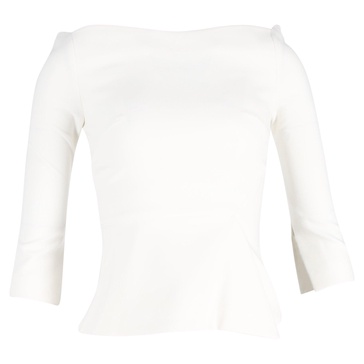 3/4 sleeves peplum top in white viscose