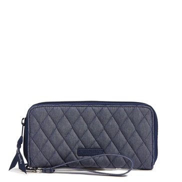 outlet denim accordion wristlet