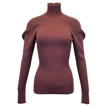 knitted turtleneck sweater in brown wool