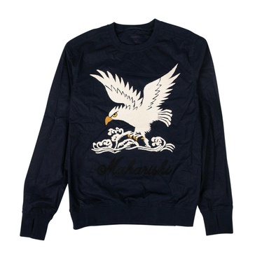 organic cotton eagle woven track top - navy blue