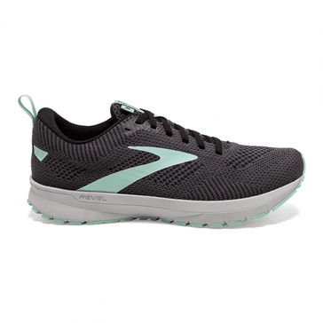 women's revel 5 road running shoes - medium width in ebony/black/yucca