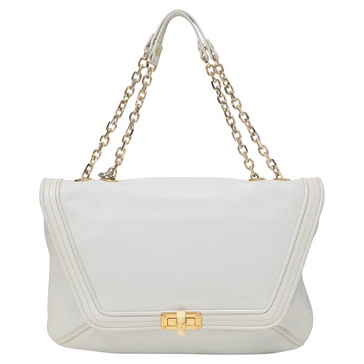 flap bag in white leather