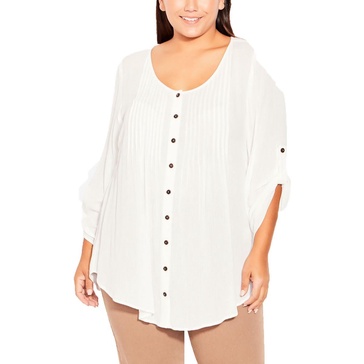 womens plus size casual button-down top