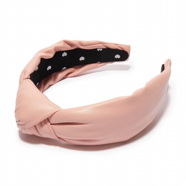 faux leather knotted headband in rose clay