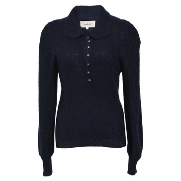 puffed sleeve with buttons jumper in navy blue wool