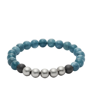 men's summer fashion blue gray acrylic beaded bracelet