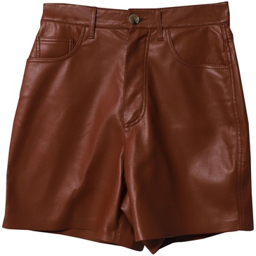 high-waisted shorts in brown leather