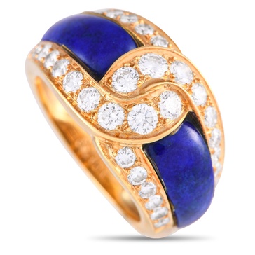 18k yellow gold 0.85ct diamond and lapis ring vc18-093024