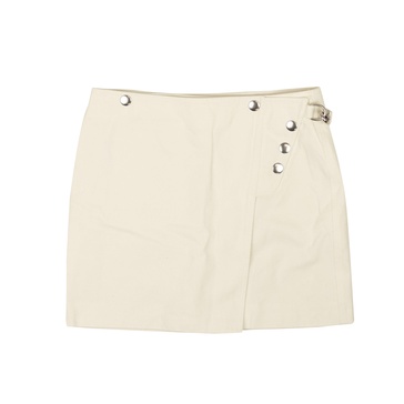 cloud white cotton snap flared mini skirt