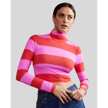 cropped striped turtle neck top