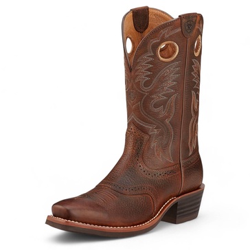 men's heritage roughstock western boot in brown oiled rowdy