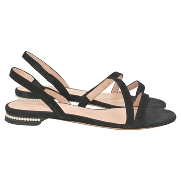 casati pearl-heeled sandals in black suede