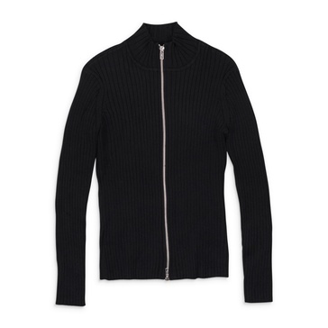 mock neck black zip-up shirt