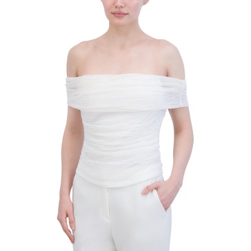 womens ruched layered off the shoulder