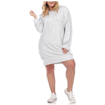 plus womens hooded mini sweatshirt dress