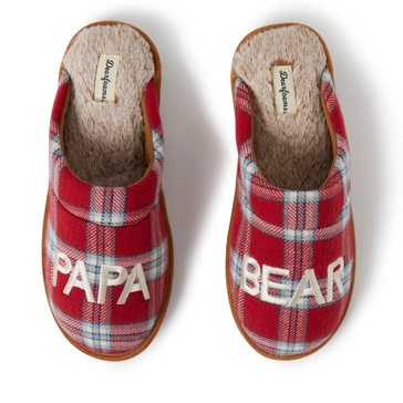 men's papa bear red plaid scuff slippers