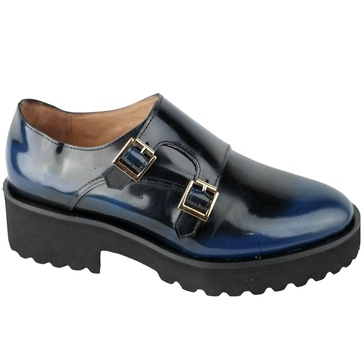 women's lugg monk strap shoes in blue