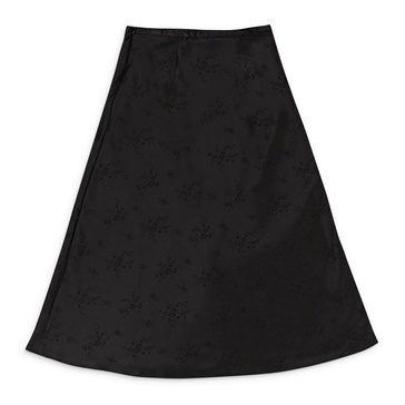 jacquard bias black flared skirt