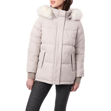 heavy puffer with faux fur trim hood