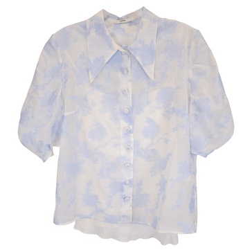 floral blouse in light blue silk