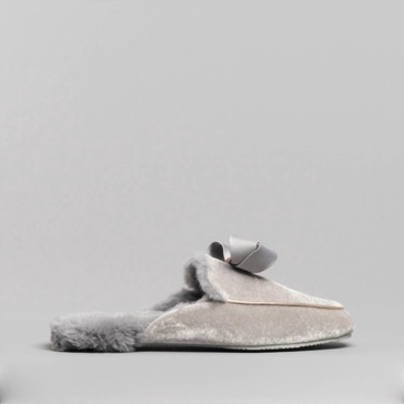 women's bhaybe velvet moccasin slippers in light grey