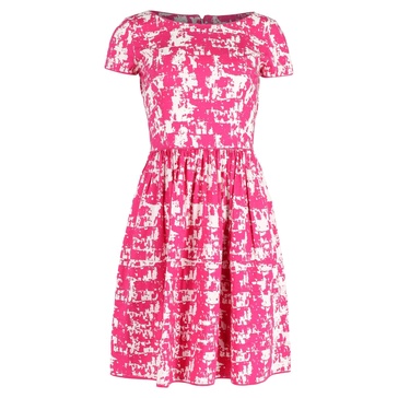 printed knee-length dress in pink cotton