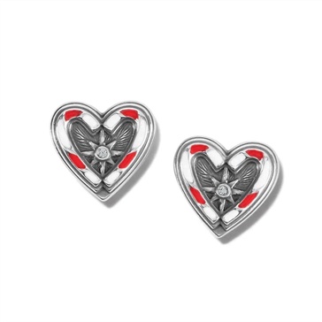 women's candy cane sweetheart post earrings in silver-multi