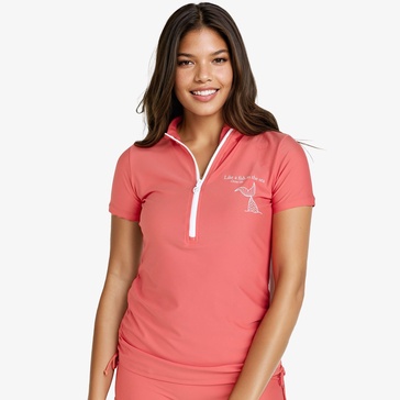 women's plus half-zip short sleeve rashguard adele swim top