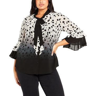 womens bell sleeve button up blouse