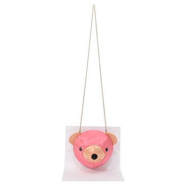 teddy bear crossbody bag in pink satin