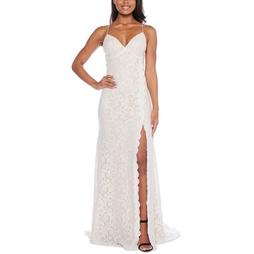 juniors womens lace glitter evening dress