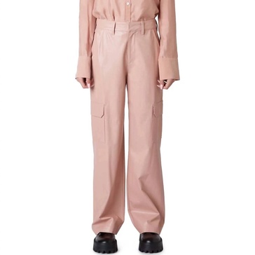 vegan leather cargo pant in pink