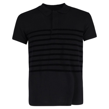 polo shirt in black stripes cotton