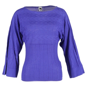 m  quarter sleeve top in blue wool