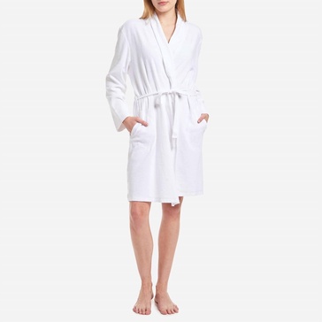 organic cotton micro terry robe in white